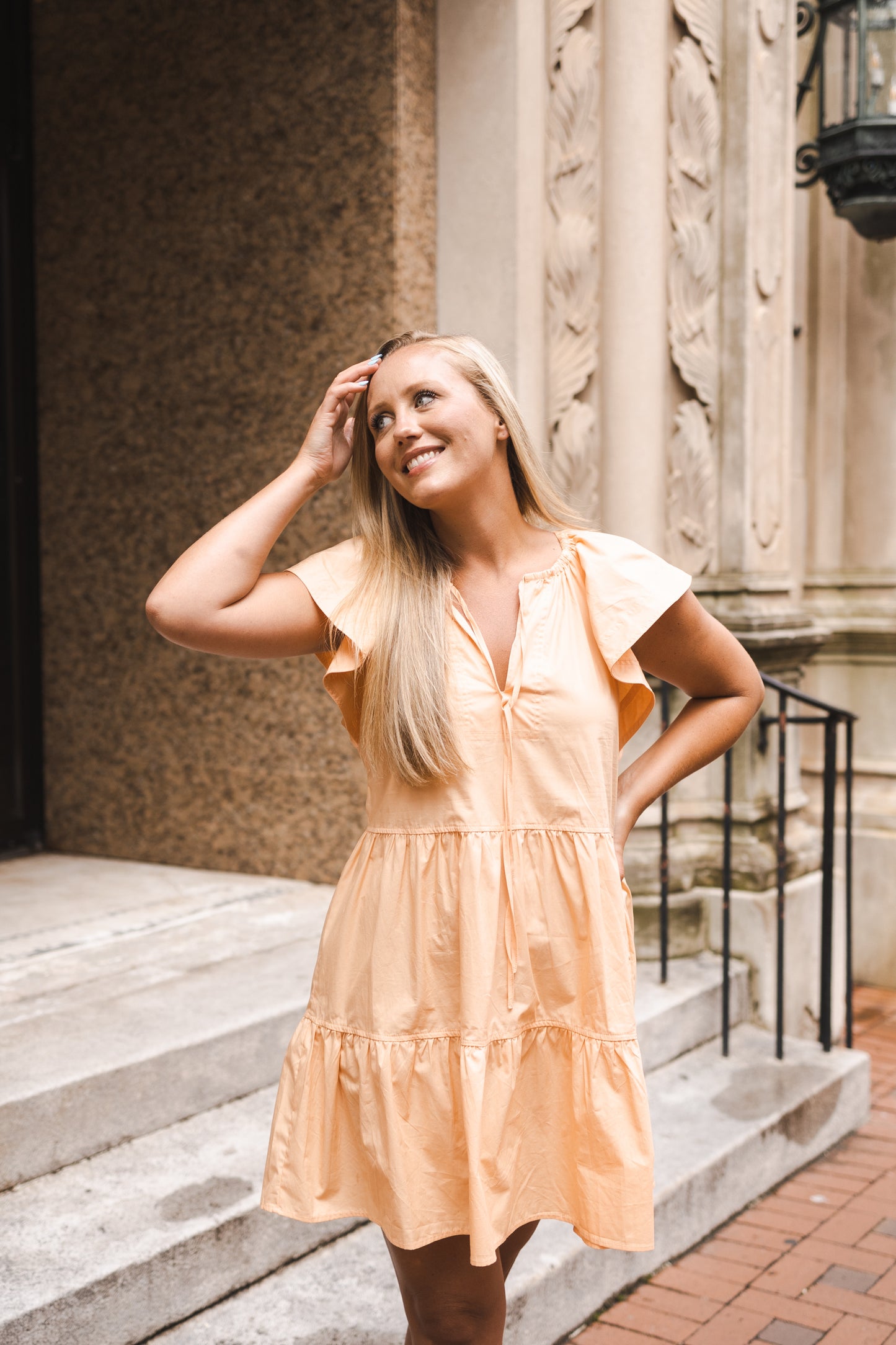 Myrtle Peach Tiered Dress