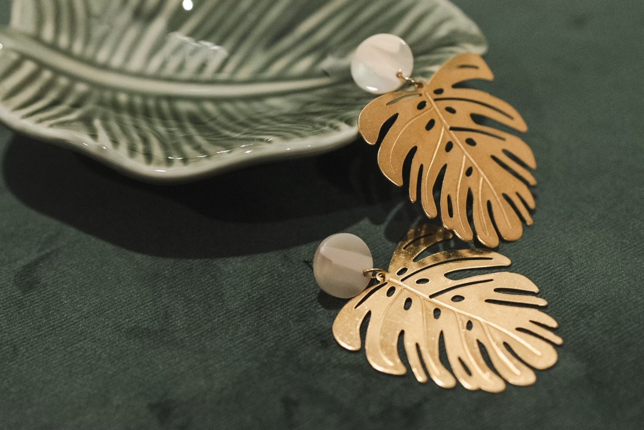 Gold Palm Dangle Earrings